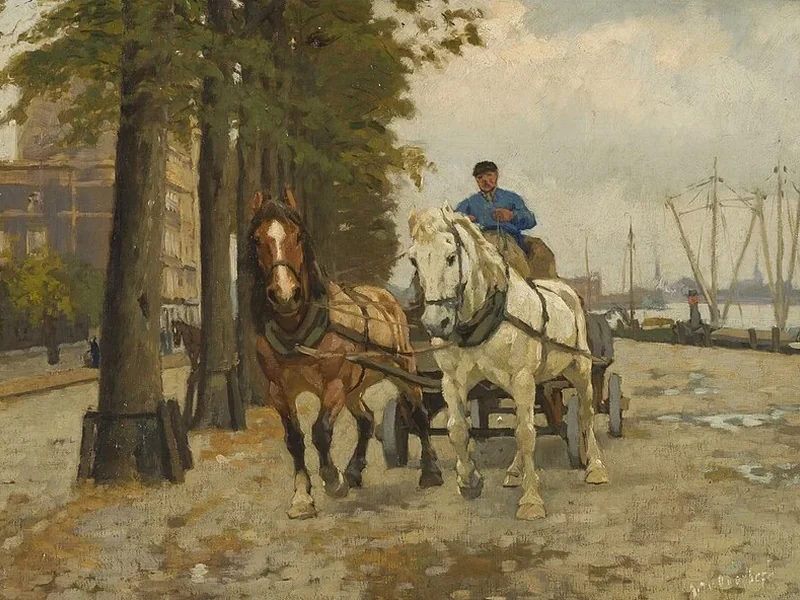 1882-Gijsbertus Johannes Van Overbeek - Cavalli per un carro